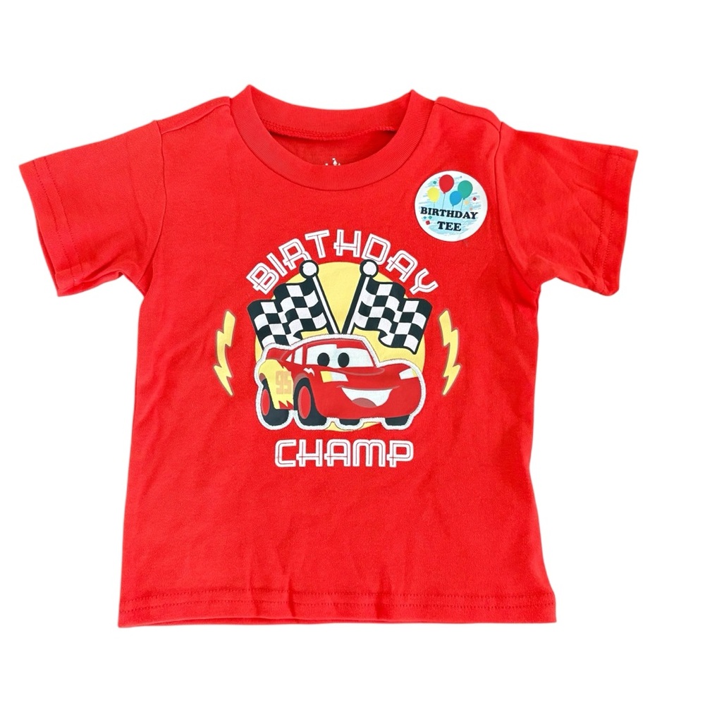 Disney Cars Lightening McQueen Birthday Champ Red Tee 24 Months